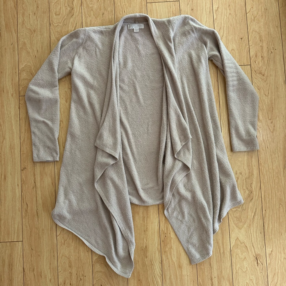 Barefoot Dreams Cozy Beige Open Front Cardigan